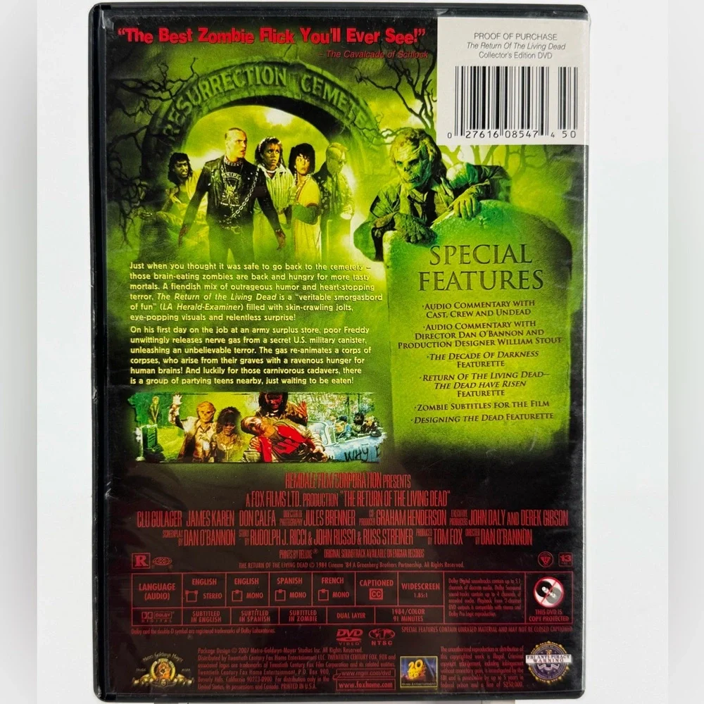 The Return of the Living Dead Collector's Edition DVD with Holographic Cover. - Picture 3 of 4